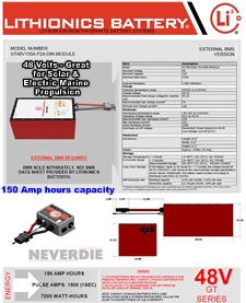 Powerful 150 Amp hour external BMS Lithionics 48 Volt lithium-ion battery